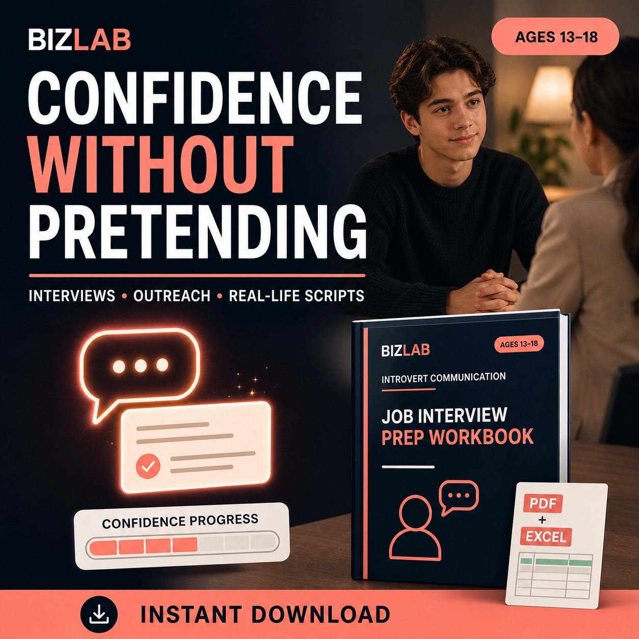 Teen Communication Skills Workbook — Interview Prep — BizLaboratory digital workbook cover