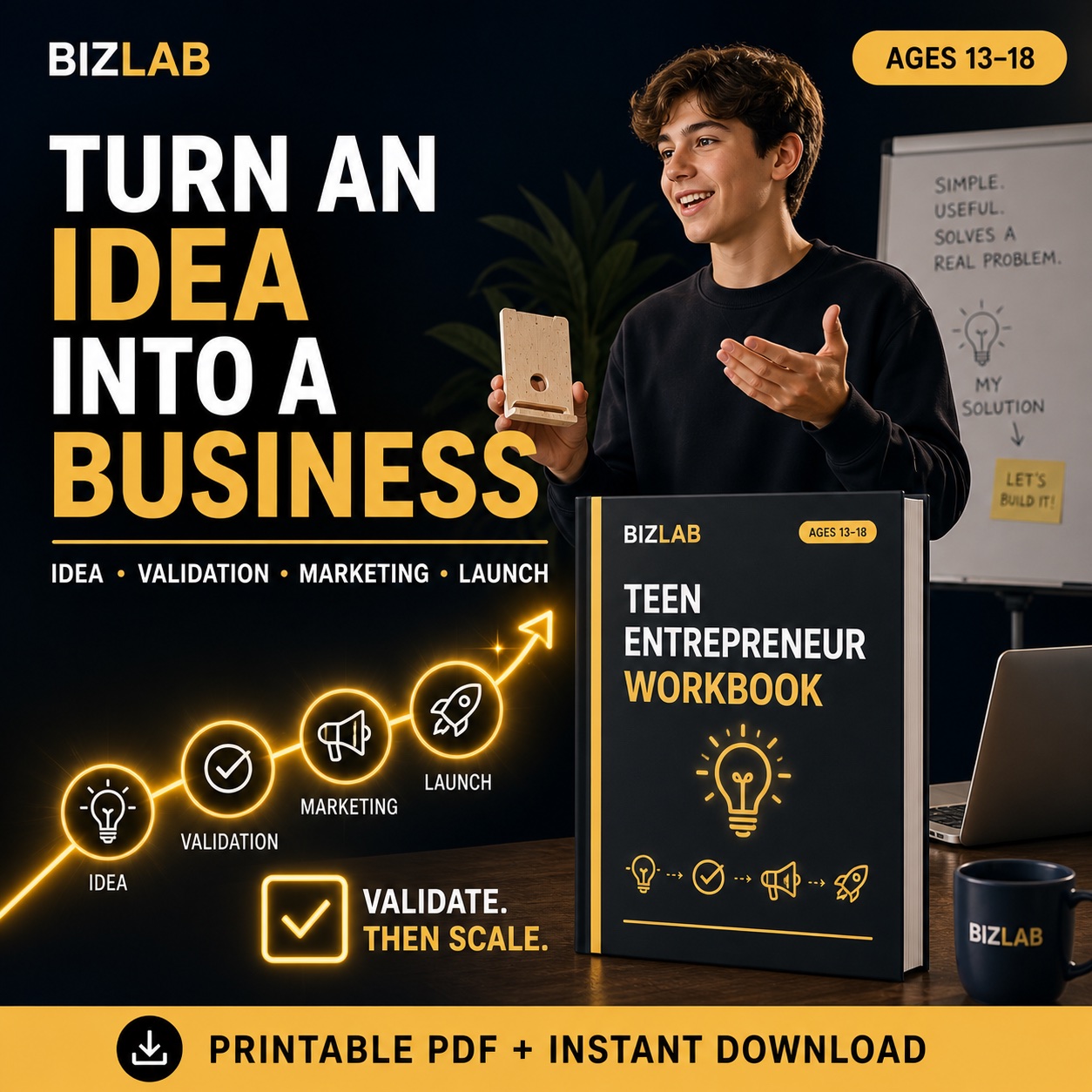 Teen Entrepreneur Workbook — BizLaboratory digital workbook cover