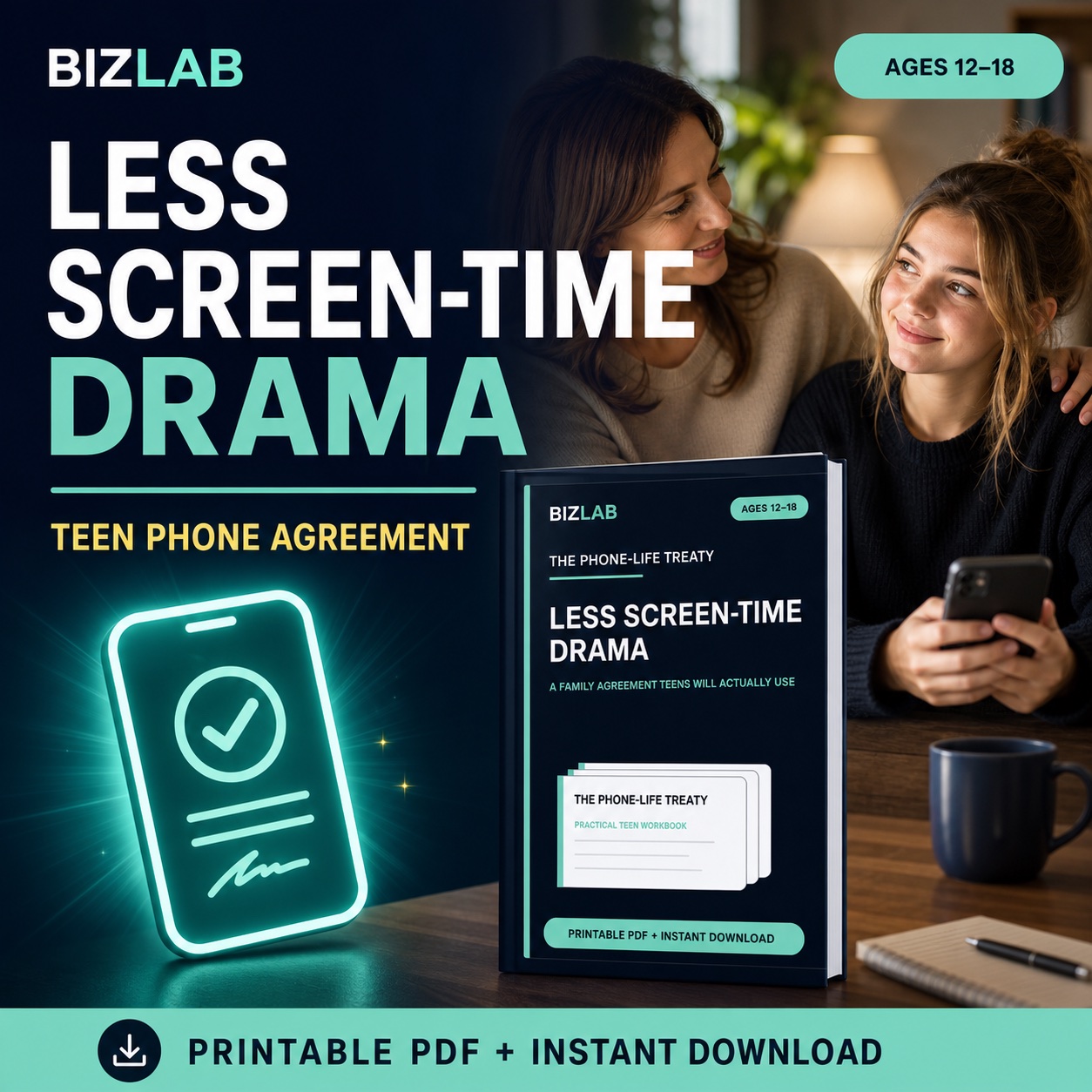 Family Screen Time Agreement — BizLaboratory digital workbook cover