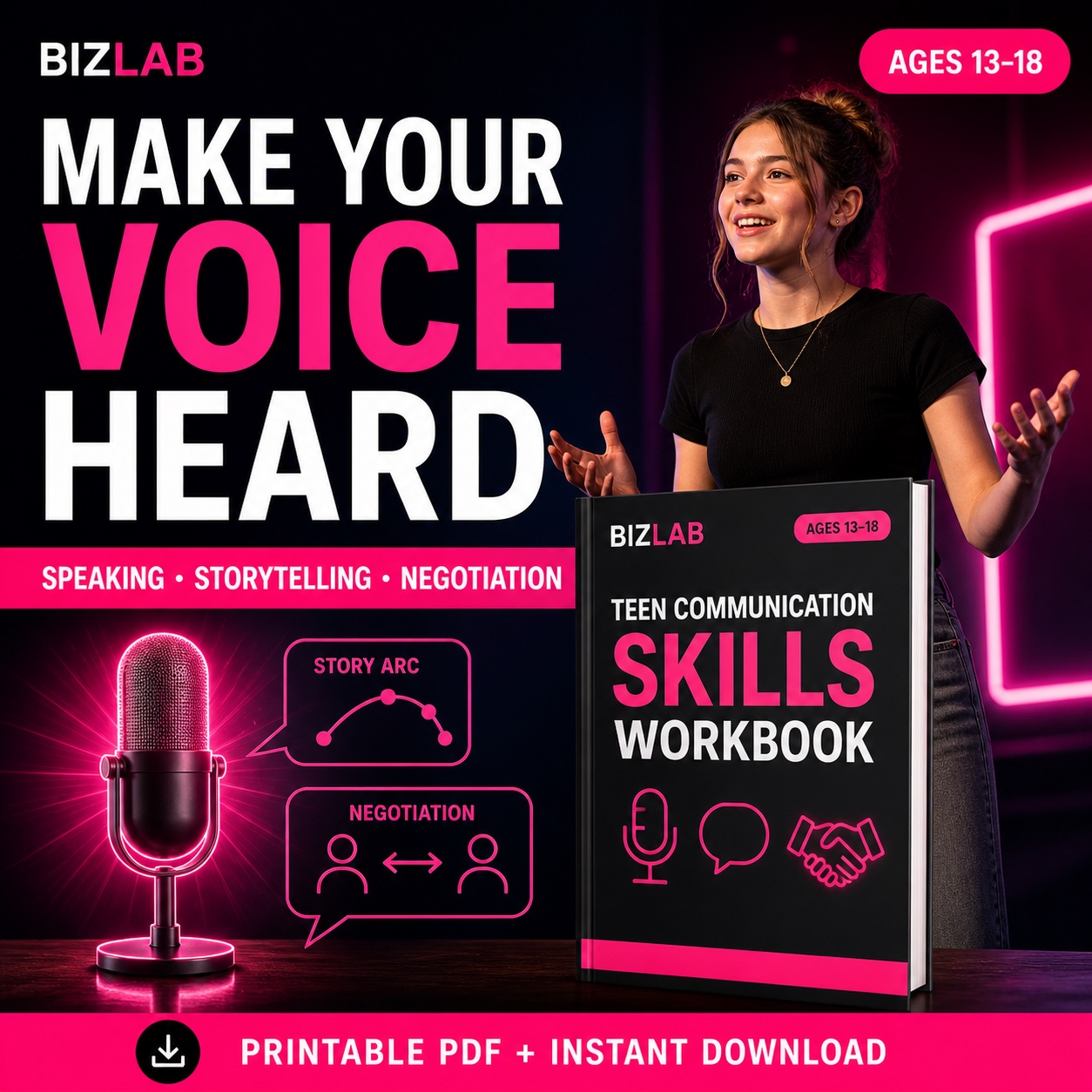 Teen Communication Skills Workbook — Speaking — BizLaboratory digital workbook cover