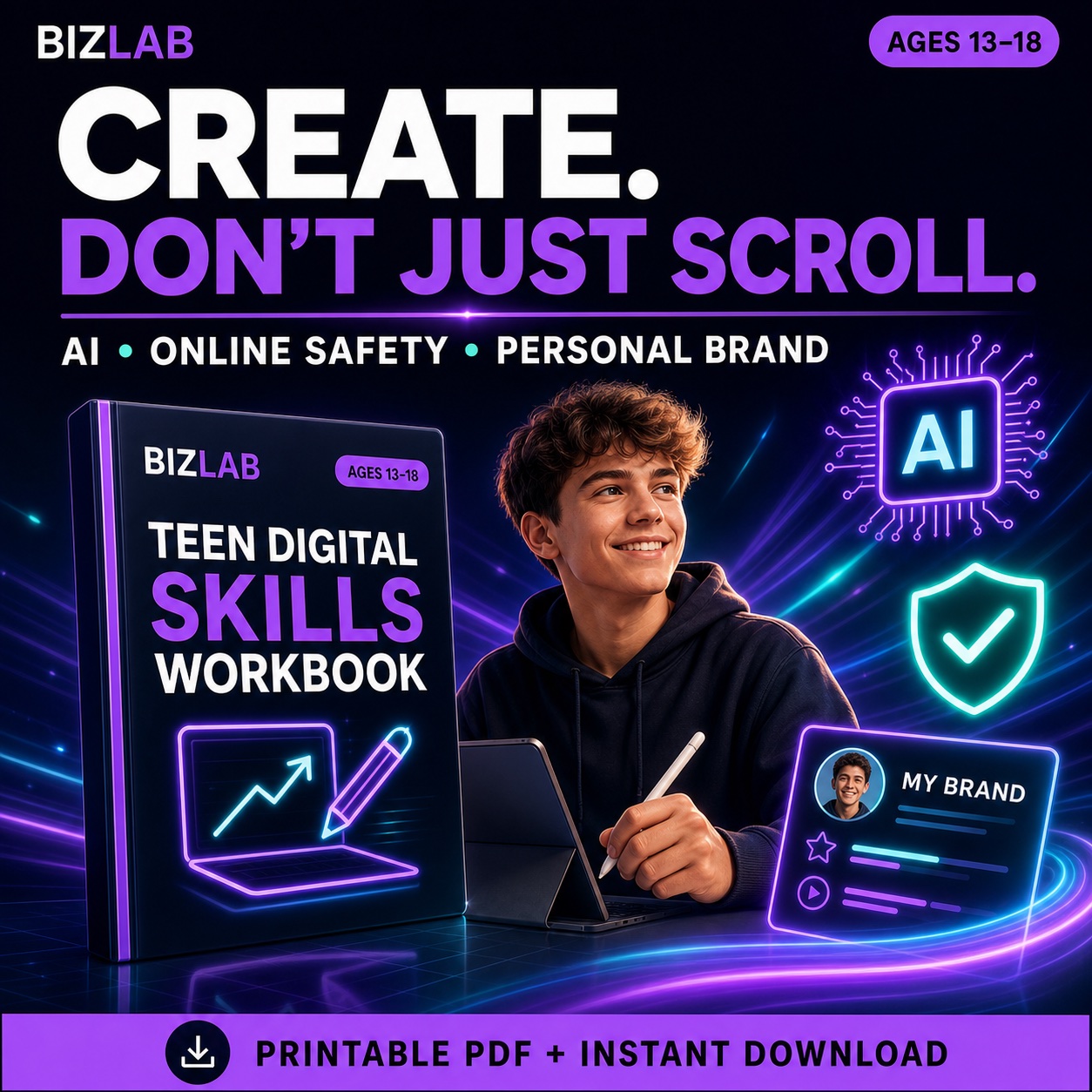 Teen Digital Skills Workbook — BizLaboratory digital workbook cover